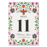 Folk Art Colorful Floral Fiesta Spanish Wedding Table Number