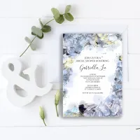 Blue Hydrangea Flowers Watercolor Bridal Shower Invitation