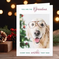 Personalized Pet Photo Dog Grandma Merry Christmas Holiday Card