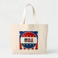USA - American Flag and Stars in Circle #2 Large Tote Bag