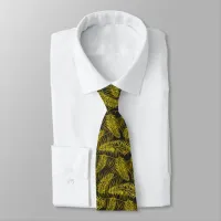 Tropical Palm Leaves Pattern on Grey Neck Tie