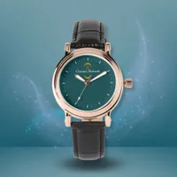 Elegant Gold Monogram Teal Modern Watch