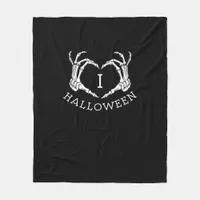 Halloween Skeleton Heart Fall Fleece Blanket