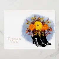 Sunflower Wedding Thank You Foil Holiday Postcard