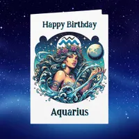 Happy Birthday Aquarius } Inside Coloring Page Card