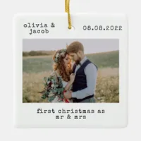 First Christmas as Mr & Mrs Wedding Photo Keepsake Ceramic Ornament