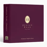 Elegant Glitter Gold Oval Vintage Burgundy Wine 3 Ring Binder