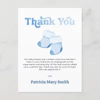 Blue Booties Boy Baby Shower Thank You Postcard