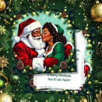 A Vintage Mr and Mrs Claus Personalized Christmas Holiday Card