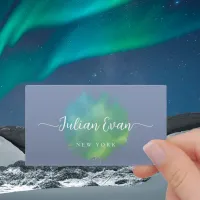 Elegant Script Green watercolor brushstroke Business Card