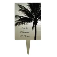 Palm Tree Silhouette Beach Wedding Cake Topper