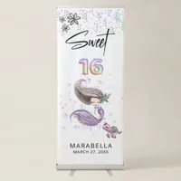 *~* SWEET SIXTEEN Sea Turtle Mermaid 16 Glitter  R Retractable Banner