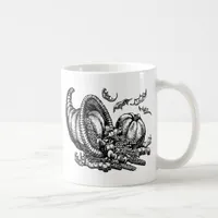 Classic Wicker Cornucopia Black White Illustration Coffee Mug