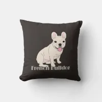 French Bulldog Lovers Brown Throw Pillow