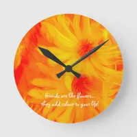 YELLOW FLOWER ABSTRACT DESIGN ROUND ACRYLIC CLOCK