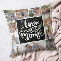 Photo Collage Love You Mom Black 11 Pictures Throw Pillow