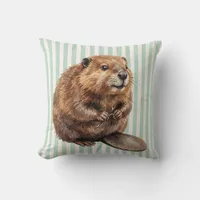 Watercolor Beaver Wildlife Pillow Cover