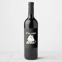 I’m With Boo Funny Retro Wine Label