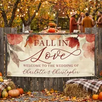 Terracotta Watercolor Floral Fall In Love Wedding Banner