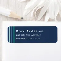 Blue Green Stripe Personalized Return Address Label