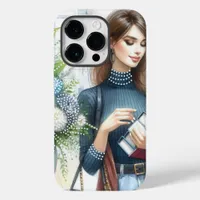 Modern Woman with books in the Library Case-Mate iPhone 14 Pro Case