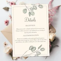 Elegant Watercolor Eucalyptus Wedding Details Enclosure Card