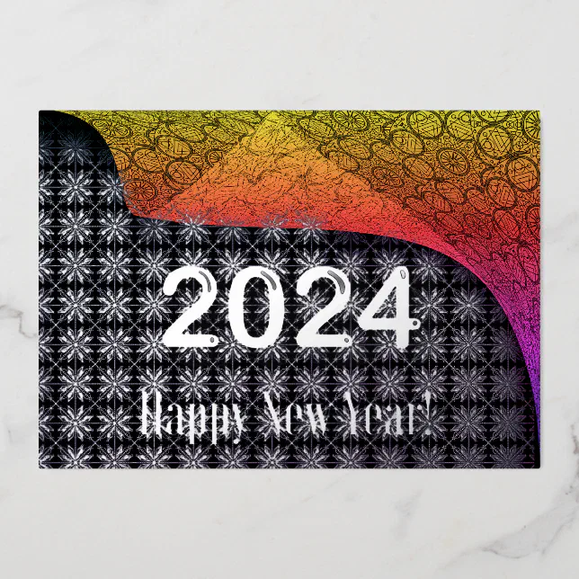 2024 unveiled -  Happy New Year Silver Foil Invitation