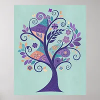 Purple Swirly Tree Poster