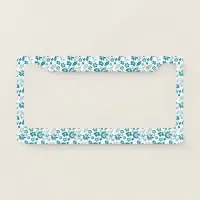 Teal Aqua Beachy Tropical Flower License Plate Frame