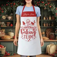 Christmas Baking Team Cute Red Personalized Apron