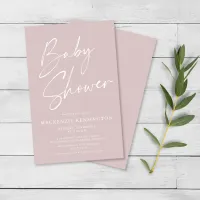 Budget Dusty Pink Simple Script Baby Shower FLYER