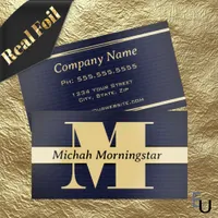 Bold Professional Metallic Foil Monogram  Business Cards