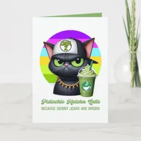 Matcha Latte Funny Gen Z Black Cat Skinny Jeans Card
