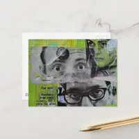 Three Pairs of Eyes Looking Mixed Media Collage Postcard