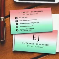 Stylish Red Green White Gradient Initial Monogram  Business Card