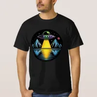 Retro UFO in the Mountains Reflecting in the Water T-Shirt