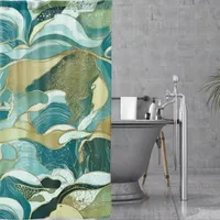 Teal Tide: Abstract Ocean-Inspired  Shower Curtain