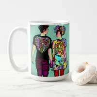 Cute Grunge Guy and Pretty Punk Girl Holding Hands Coffee Mug