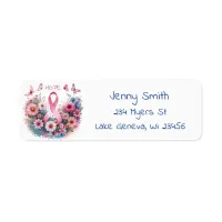 Breast Cancer Awareness Ribbon Label