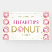 Donut Shop Pink Gold Birthday Party Sign