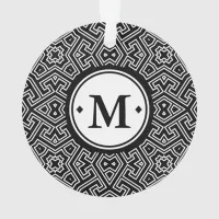 Geometric Pattern Monogram Black and White ID149 Ornament