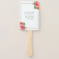 Floral Tropical Hibiscus Palms Wedding Program Hand Fan