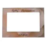 Pink Rose Floral Quinceañera Magnetic Photo Frame