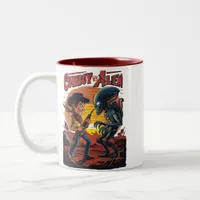 Showdown at Sundown - Cowboy vs. Alien Two-Tone Coffee Mug