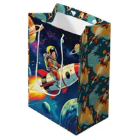 Cute Rockets in Space Astronaut Birthday Medium Gift Bag