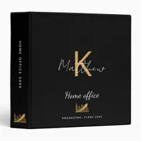 Black gold economy home office school monogram 3 ring binder