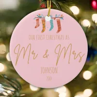 Blissful Unions - Mr. & Mrs. First Christmas  Ceramic Ornament