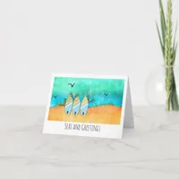 Seas and Greetings Reindeer Coastal Christmas Card