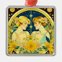 Horoscope Sign Gemini Twins Ethereal Art Metal Ornament