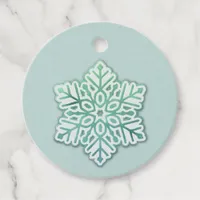 Let It Snow! Iridescent Winter Green Snowflake Favor Tags